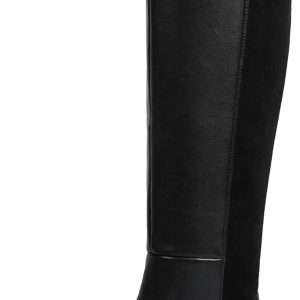 Women's Over-the-Knee Boots, Flat Round Toe Stretch Boots, Side Zipper, Dress Boots