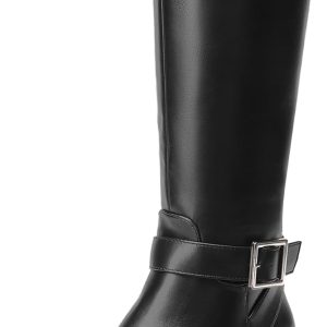 Women's Over-the-Knee Riding Boots, Comfortable Low Heel, Side Zipper, Round Toe, Casual Classic Ranch Style