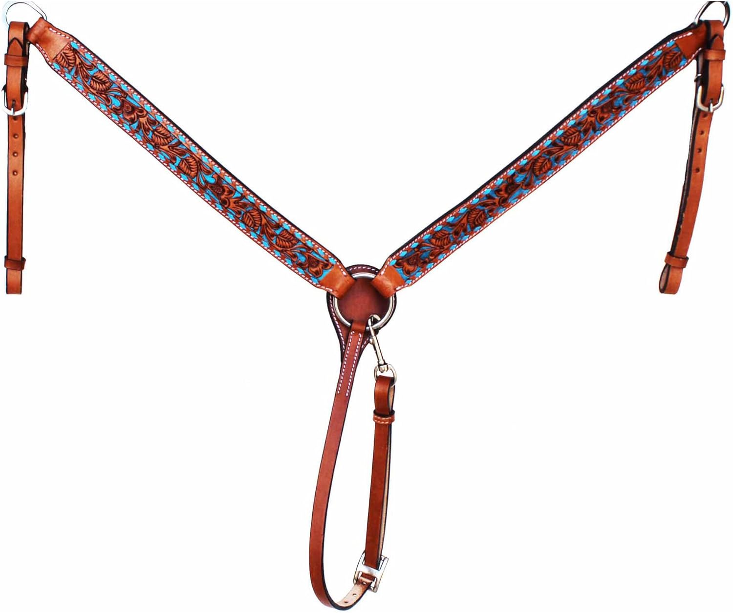 Horse Floral Tooled Browband Bridle & Breast Collar Set - Image 2