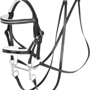 Double Bridle Black - with Functional Buckes - Two Sets of Reins and Two Bits - Educational Toy - Suitable for Ages 8+