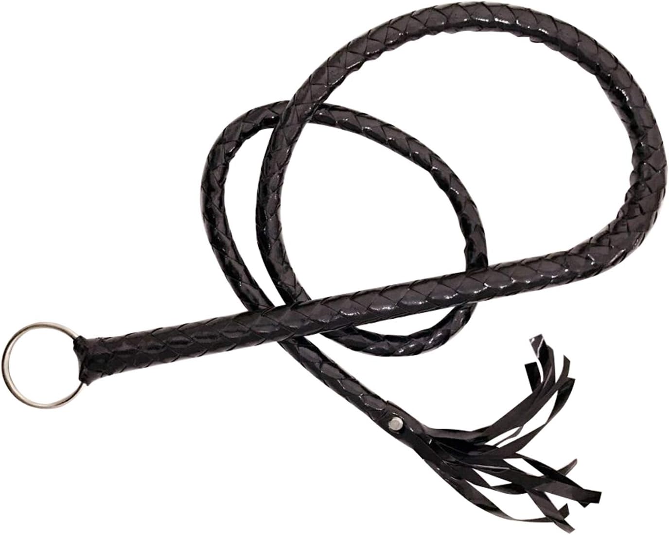 Faux Black Whip Costume Whip Handmade Bullwhip, Whip Costume Accessory Horse s Equestrianism Whips for Stage Performance Racing Cosplay Costume Accessories - Image 2