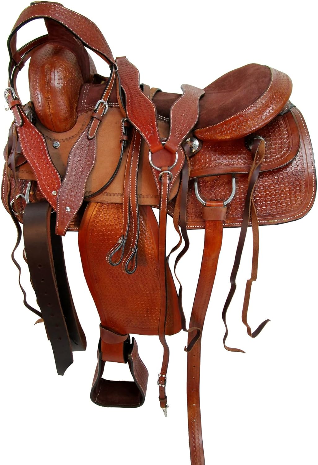 Western Trail Saddle Horse Pleasure Comfortable Tooled Rodeo Cowboy Saddles 15 16 17 18 - Image 2