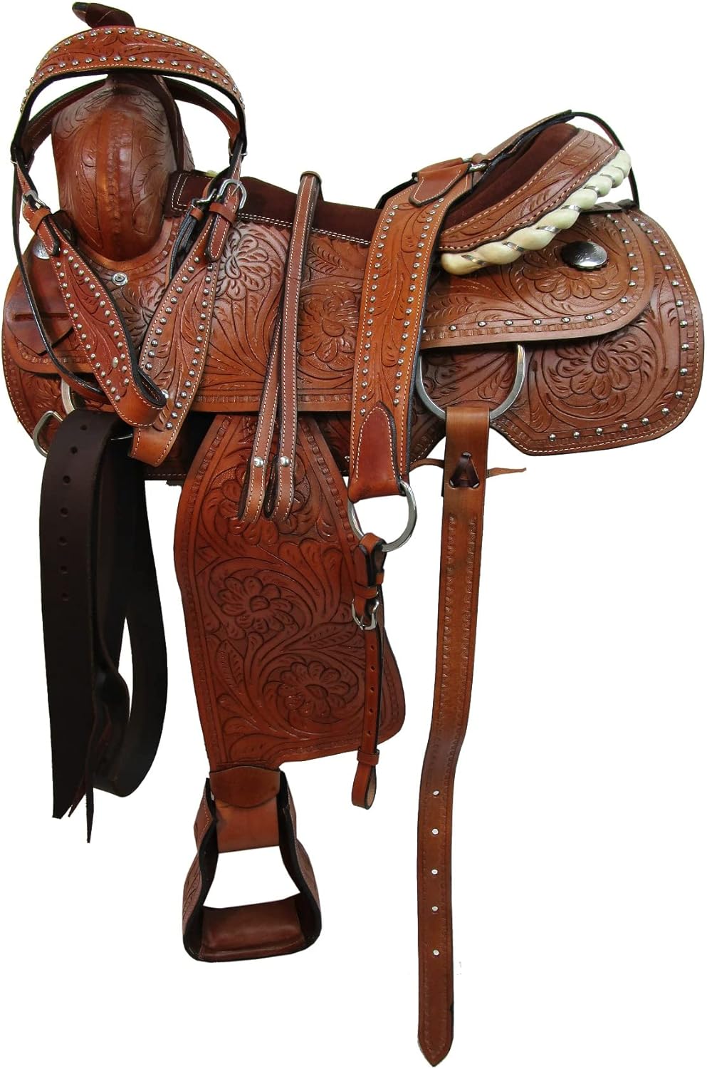 Western Trail Saddle Horse Pleasure Comfortable Tooled Rodeo Cowboy Saddles 15 16 17 18 - Image 2