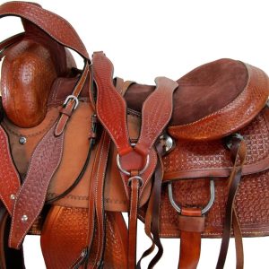 Western Trail Saddle Horse Pleasure Comfortable Tooled Rodeo Cowboy Saddles 15 16 17 18