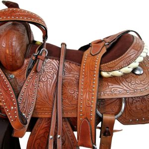 Western Trail Saddle Horse Pleasure Comfortable Tooled Rodeo Cowboy Saddles 15 16 17 18