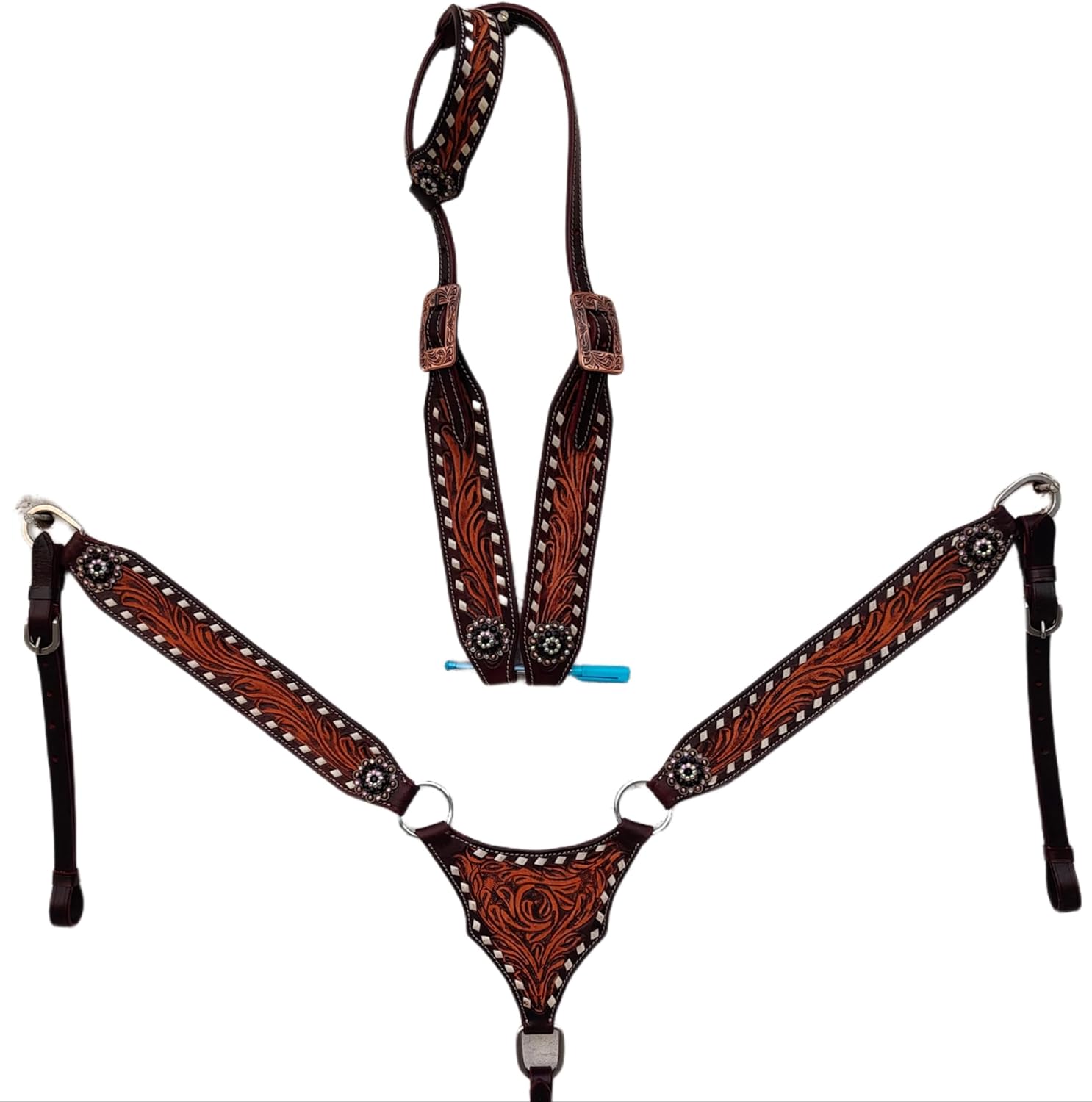 Premium Horse Headstall Bridle & Breast Collar, Designer Adjustable Full Size Tack Set for Horse