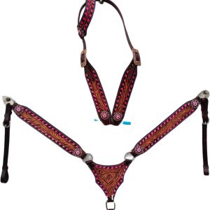 Premium Horse Headstall Bridle & Breast Collar, Designer Adjustable Full Size Tack Set for Horse